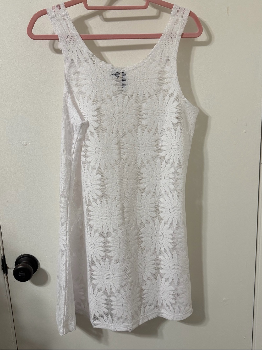 White Floral Lace Swim Coverup Dress - Picture 3 of 4